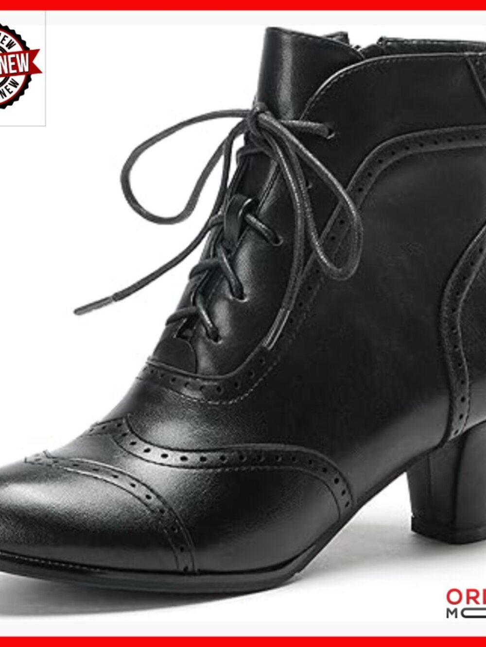 Women's Lace Up Ankle Boots Side Zipper Victorian Block Heel Booties